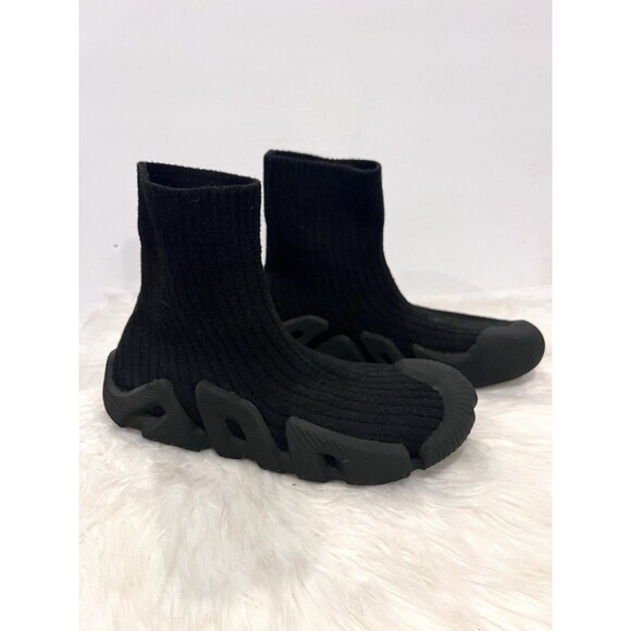 ZARA Men Sock Knit Fabric High-Top Sneakers Black Size US 9 EUR 42 - Picture 6 of 15